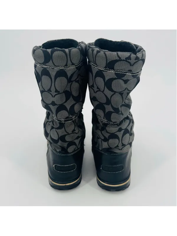 Women's Coach Shaine Black & Grey Monogram Winter Snow Boots Size 7 - Image 4