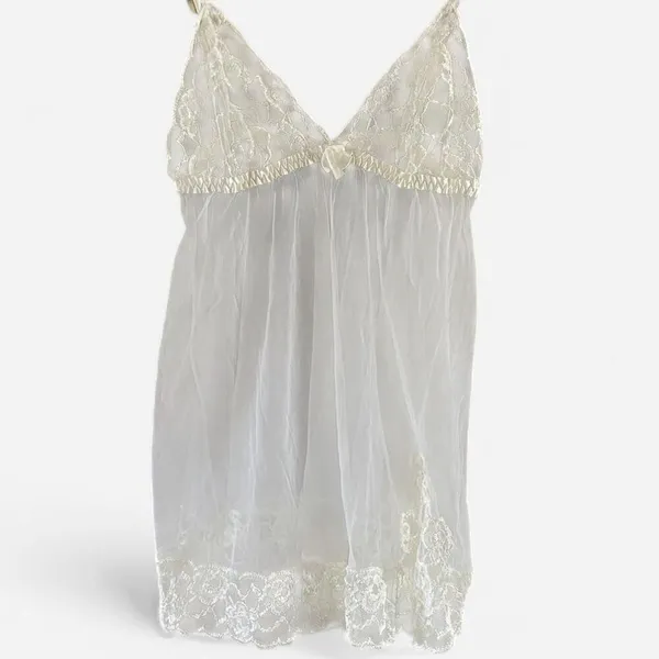 Y2K Angelic Coquette Frederick’s of Hollywood Lace Tulle Babydoll Cami – XL - Image 3