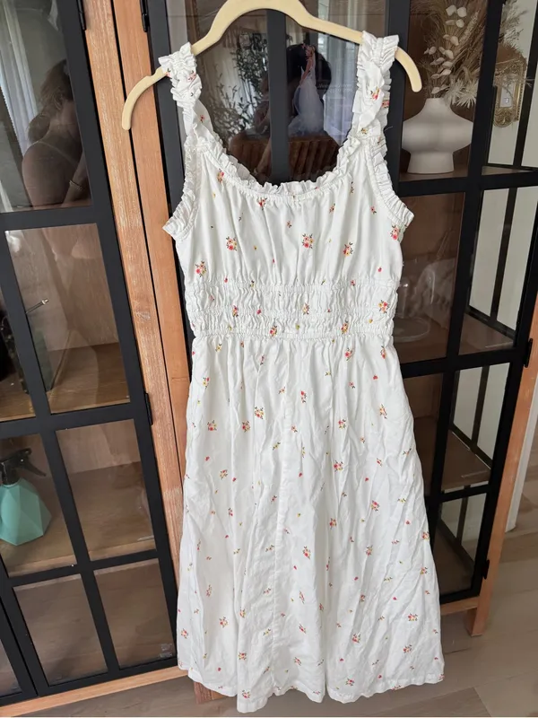 Old Navy maxi dress ditsy floral print ruffle tie front fit & flare midi doen - Image 3