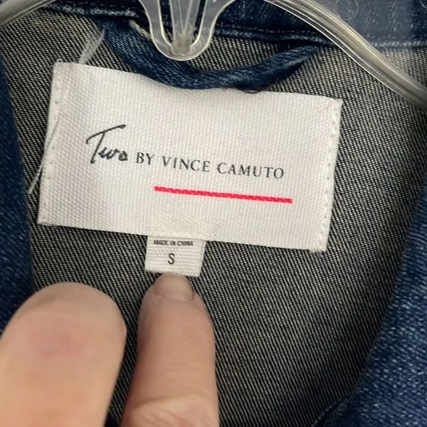Vince Camuto denim vest with open crocheted back. - Image 5