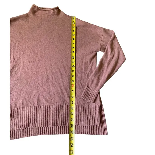 Madewell Cashmere Sweater Womens Small Mauve Pink Mockneck High Low Minimalist - Image 5