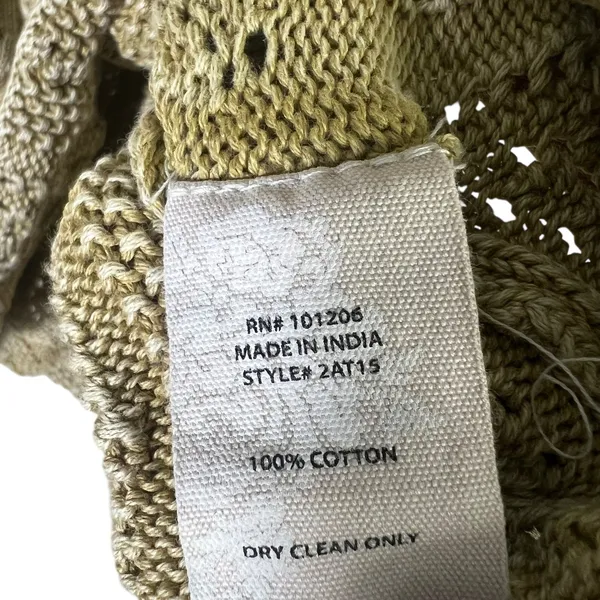 Soft Surroundings Pointelle Open Knit Pullover Sweater Olive Green Boho Size L - Image 6