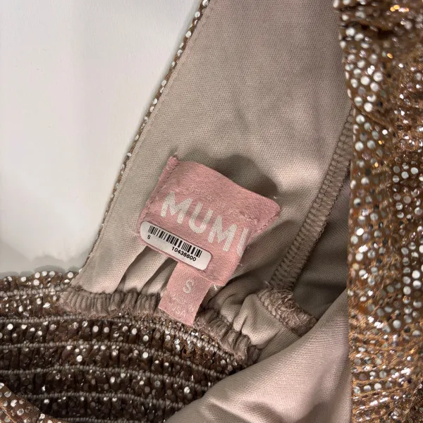 Show Me Your Mumu Sydney Midi Dress Gold, Silver Metallic Balloon, Puff Sleeve S - Image 9
