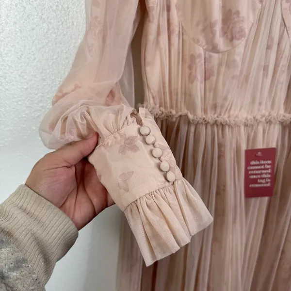Ivy City Co NWT‎ Last Songbird Pink Fairy Whimsical Modest Midi Dress Medium - Image 8