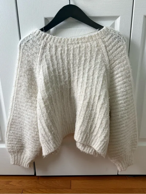Free People Carter Oversized Sweater in White - Image 3