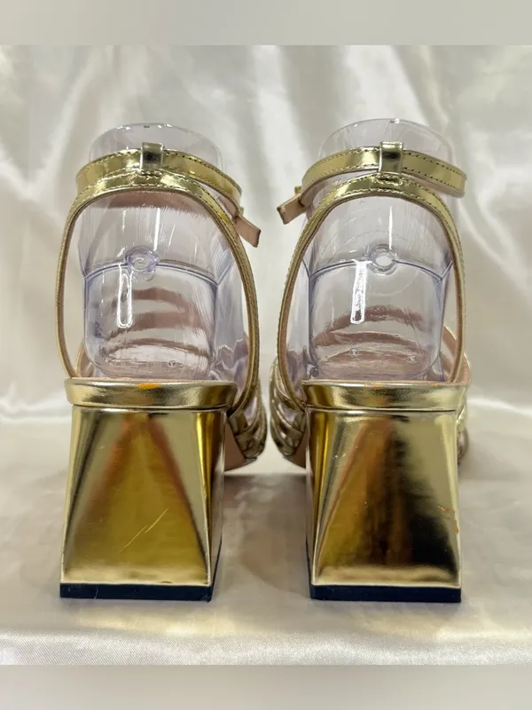 J.Crew Layne Strappy Sandals 7 Metallic Gold Wedding Guest Summer Vacay Chic - Image 8