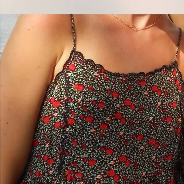 Urban Outfitters Black and Red Floral Mini Dress - Image 2
