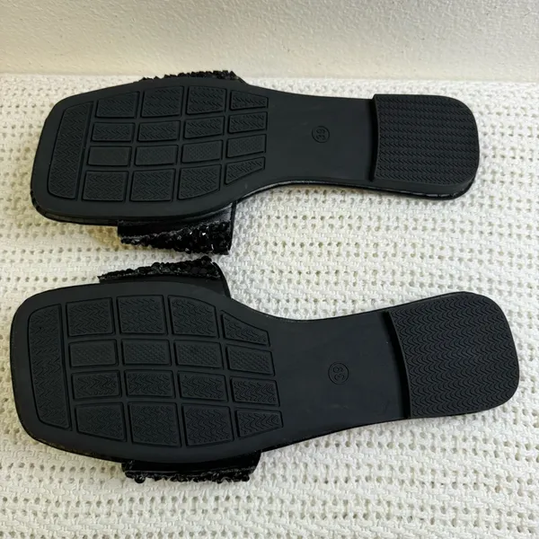 New. Elegant Black Beaded Women's Casual Slide Sandals– Comfortable - Image 7