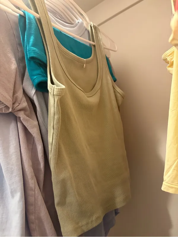 Amazon Ribbed Scoop Tank Top in Sage Green - Image 2