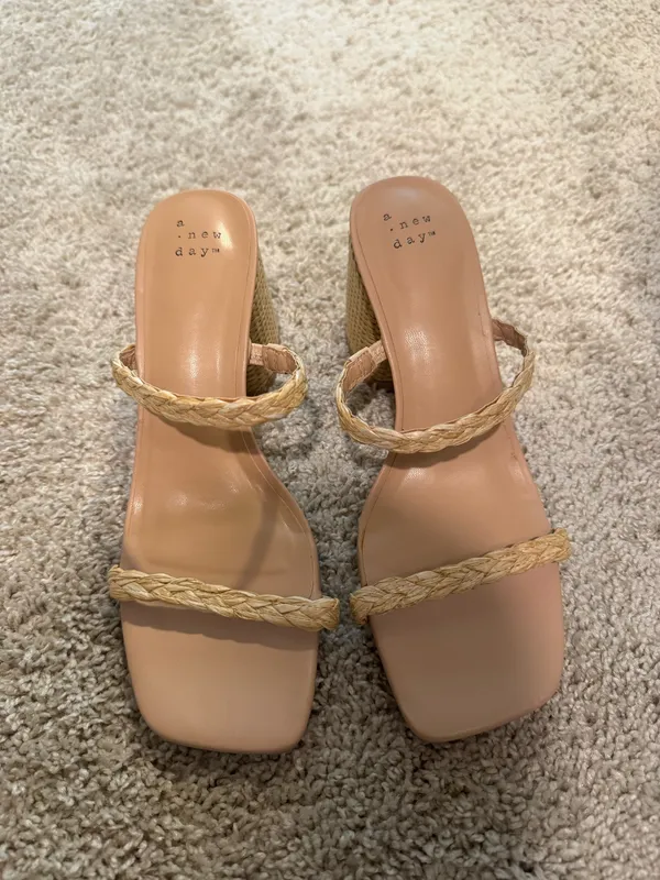 A New Day Braided Rafia Strap Block Heel Sandals - Never Worn - Image 2