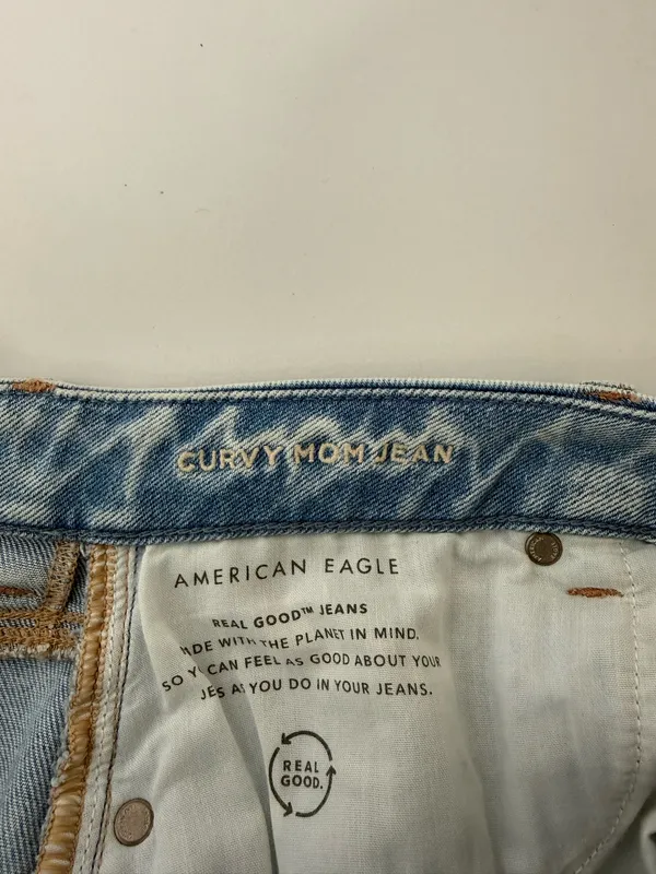 American Eagle Curvy Mom Jeans Light Wash Ripped High Rise 10 Short - Image 11