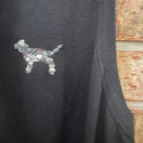 Pink Victoria's Secret Black Sequin Dog Logo Tank Size Large Casual Y2K - Image 3