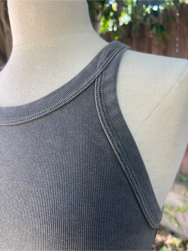 Rowan Pruitt Tank Top 100% cotton ribbed Gray boho festival casual streetwear S - Image 3