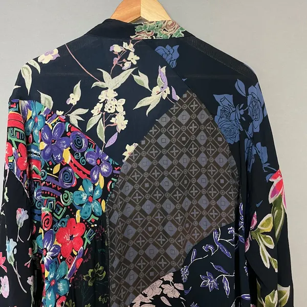 Vintage‎ Patchwork Top Nomads of the Desert Black Art-To-Wear FLAWS Size Large - Image 5
