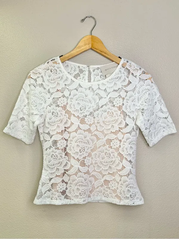 NEW BHLDN Anthropologie Jive Top Lace Bridal Wedding Blouse Top White Floral - Image 4