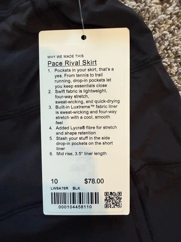 Lululemon Pace Rival Skirt Black - Image 3