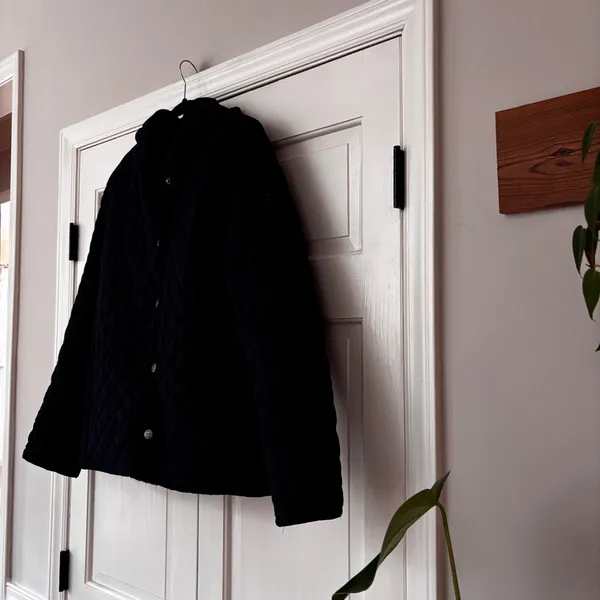 Jeep Navy Blue Quilted Hooded Jacket Fuzzy‎ Soft Lining Size Large Coat Logo VTG - Image 4