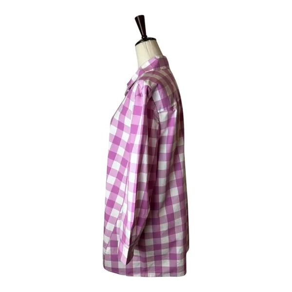 Tyler Boe Shirt Women Medium Purple White Gingham Long‎ Sleeve Button Down Tunic - Image 5