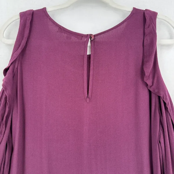 YYoung Fabulous and Broke Kaitlin Ruffle Cold Shoulder Cutouts Dress Plum Size L - Image 6