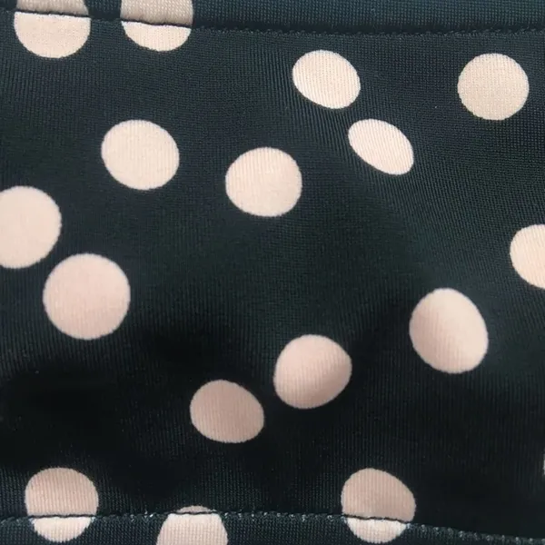Retro Polka Dot Bikini Top Black Pink Size 6 Halter Bandeau Tie Front - Image 6