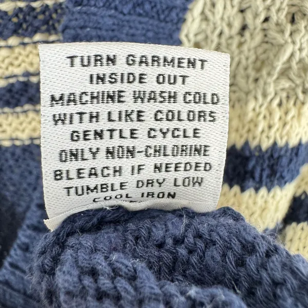 525 America Womens Navy Blue Striped Cotton Cropped V-Neck Cardigan Sweater S - Image 7