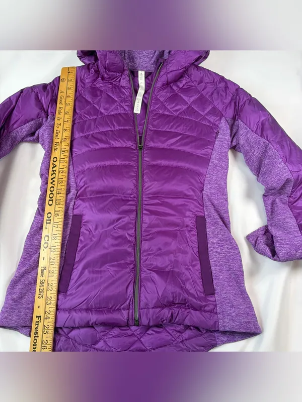 Lululemon Goose Down For A Run Zip Up Violet Puffer Quilted Coat Women's Sz 8 - Image 3