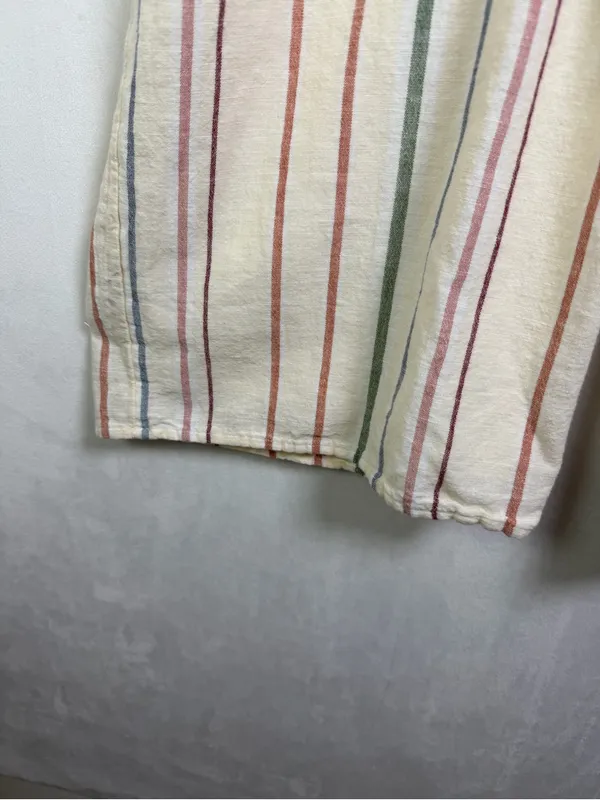 American Eagle Women’s Sz M Striped Cotton Linen Wide Leg Jumpsuit Boho Coastal - Image 8