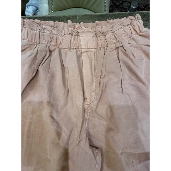 Anthropologie Pilcro High-Rise Ultra Wide Leg Crop Paperbag Peach Jean Size XL - Image 5