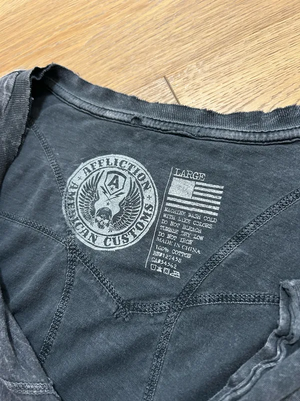 Large Affliction biker T shirt distressed - Image 9