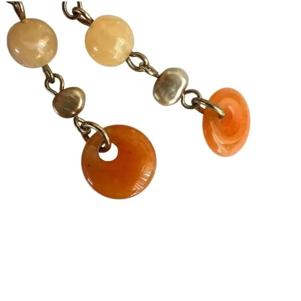 Orange and yellow beaded drop earrings - Image 6