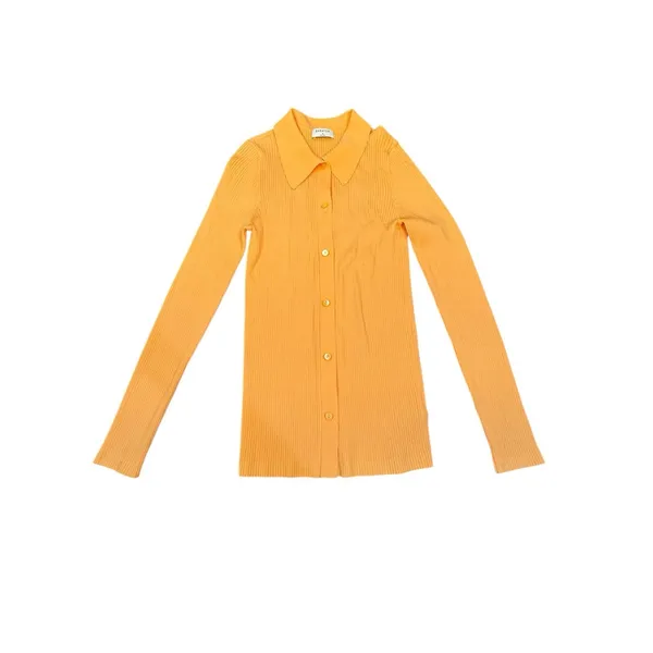 Aritzia Babaton Ribbed Long‎ Sleeve Collared Peach Button Down Sculpt Stretch - Image 10