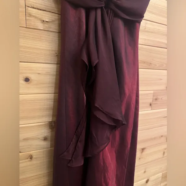Vintage Betsy & Adam Size Small Burgundy Stain Drapey Bodice Prom Gown Vampire - Image 9