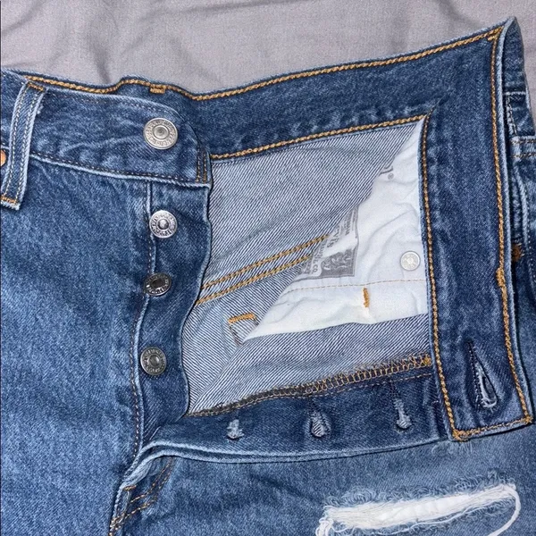 Levi's Blue Jean Shorts Vintage Distressed Cut-Off - Image 6