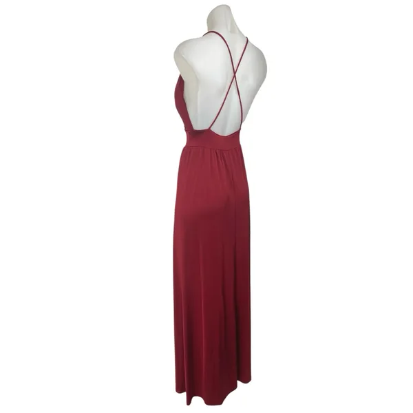 Windsor Red Sleeveless Plunging V Neck Pleated Bridesmaid A Line Maxi Dress S - Image 2