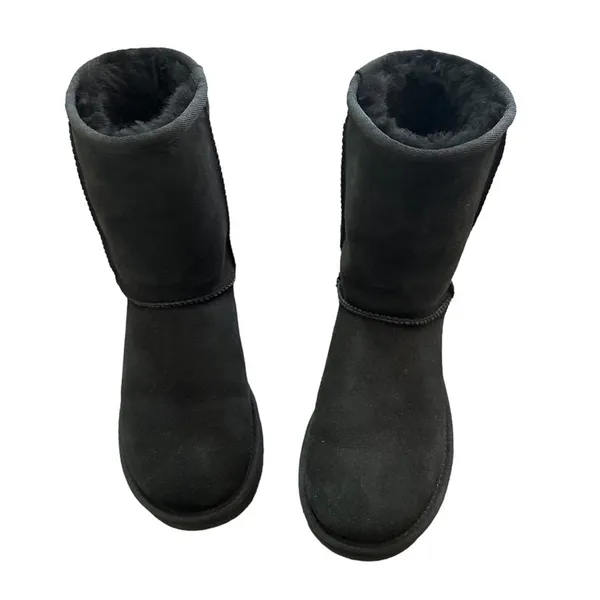 UGG Classic Short II Black Suede Shearling Winter Boots Size 7 - Image 10