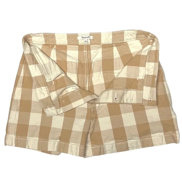 Madewell Earthen Sand Tan Gingham Emmett Shorts Womens‎ 31 Button Front EUC - Image 5