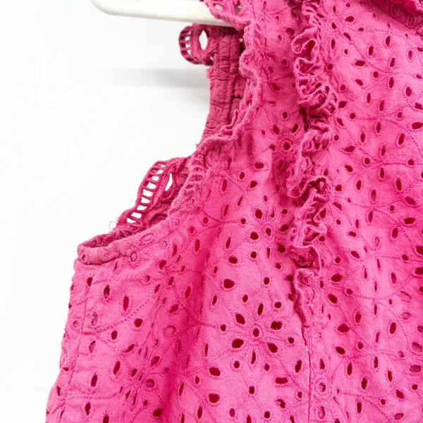 Maeve Anthropologie Womens Feminine Raspberry Eyelet Ruffle Tilly Blouse Size 8‎ - Image 6