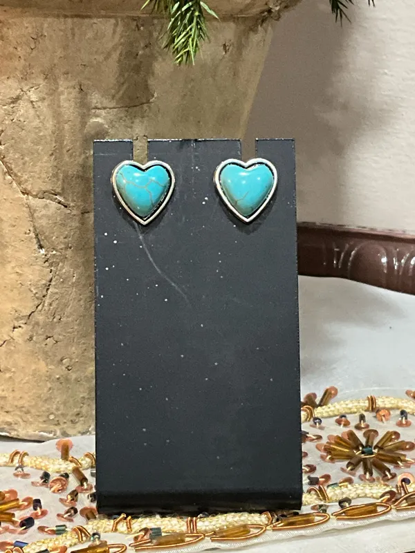Silver Heart Necklace and Earring Set Blue - Image 4