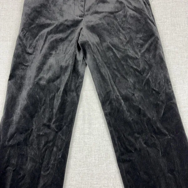 J McLaughlin Pants Womens 10 Black Velvet Dress Straight Leg Pockets Made USA - Image 3