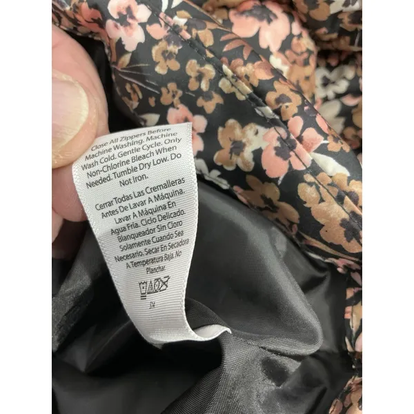 Womans Time & Tru XL 16-18 Floral Puffy Coat Full Zip Lined Multicolor - Image 6