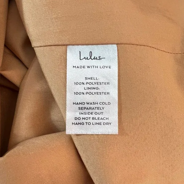 Lulu’s Chic Peak Light Orange gold Satin Sleeveless Shift Dress size small - Image 11