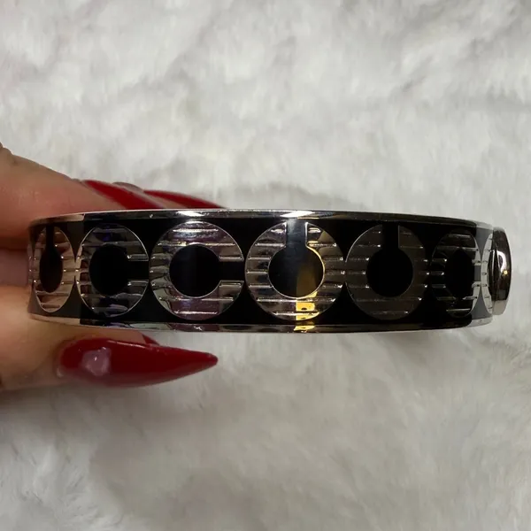COACH “C” Signed Enamel Stainless Steel Bangle - Image 5