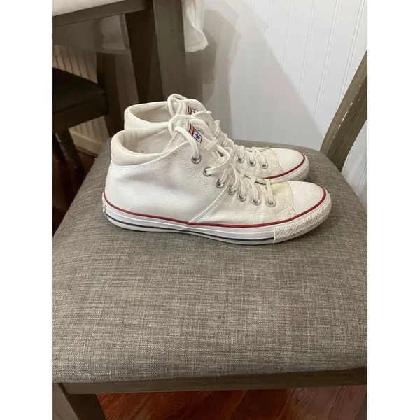 Converse All Star Mid Top White Canvas‎ Sneakers Classic Casual Shoes W10 - Image 3