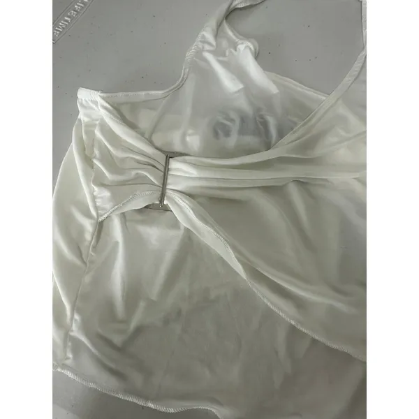 PrettyLittleThing Womens‎ 10 White Slinky Buckle Detail Halter Top CNA0410 NWT - Image 4