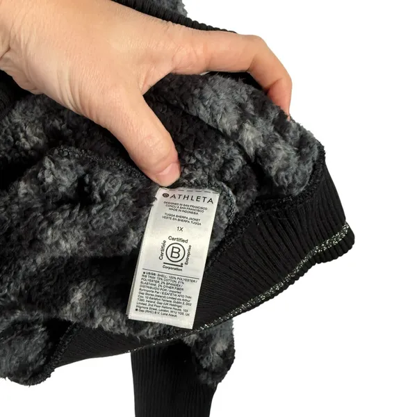Athleta‎ Tugga Sherpa Jacket Full Zip Fog Camp Black Camo Womens Plus Size 1x - Image 6