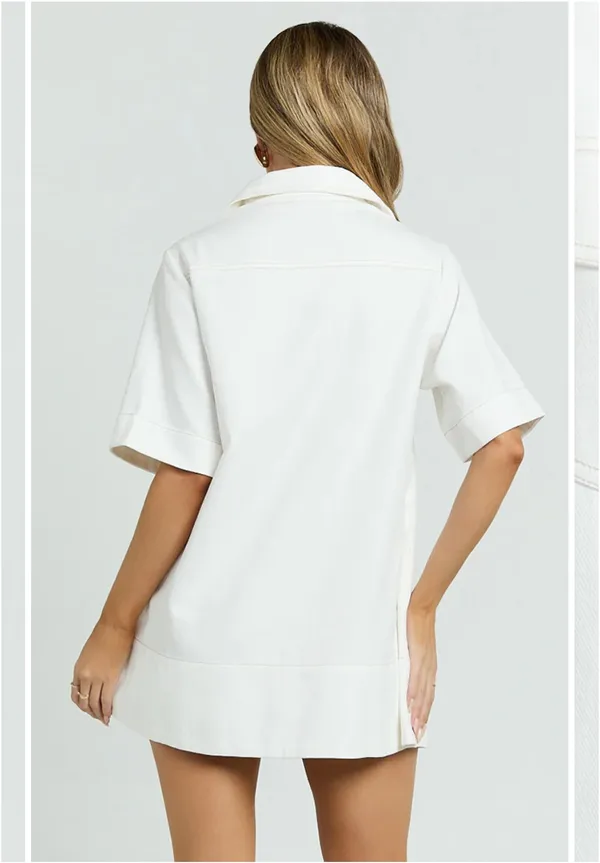 Showpo Short Sleeve Collared Patch Pocket Shift Dress - Image 3