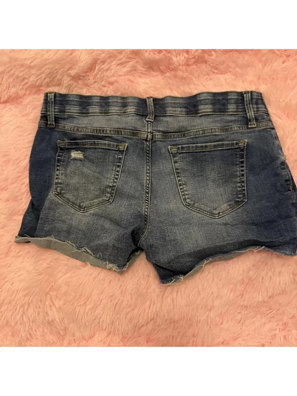 Isabel Maternity Distressed Denim Midi Shorts Size 8 - Image 3