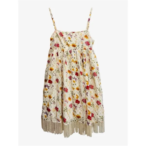 NWT‎ Eddy Gavin Fringe Mini Babydoll Dress Whimsy Gold Butterly Print $328 M - Image 4
