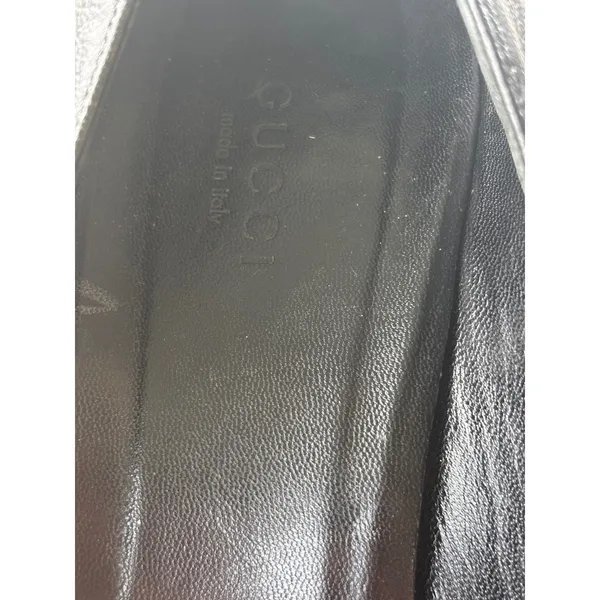Vintage Y2K Gucci Hasler Black Leather Gold Horsebit Chain Loafer 8.5 39 Heels - Image 12