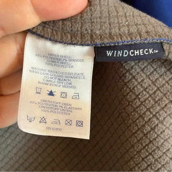Lands End Zip Up Windbreak Jacket Womens Size Medium Blue Grey Softshell Pockets - Image 6